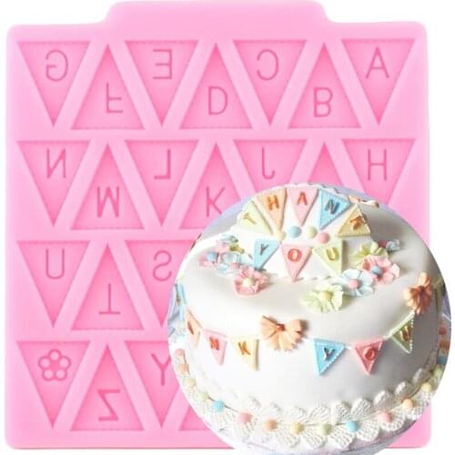 Triangular Flag Shape Letters Silicone Mold DIY Cake Border Fondant Cake Decorating Tools Candy Clay Chocolate Gumpaste Molds