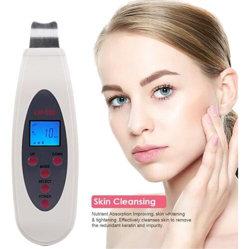 Ultrasonic Skin Scrubber Cleanser Face Cleaning Acne Removal Facial Spa Massager Ultrasound Peeling Clean Tone Lift