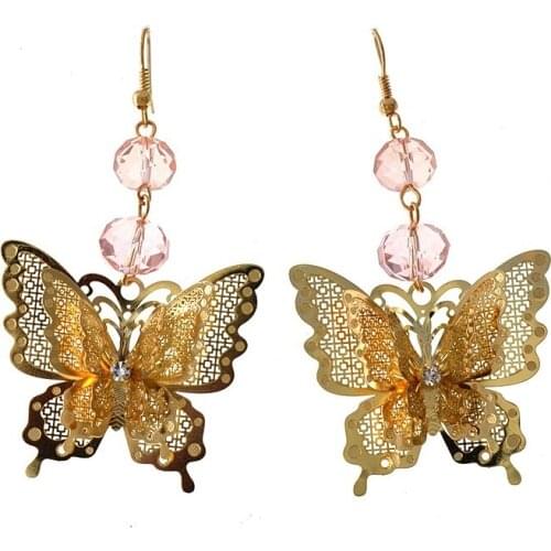 Gold Butterfly Earrings Gold Color Drop Earrings for Women hanging butterfly earrings Fashion Jewelry Spring Summer