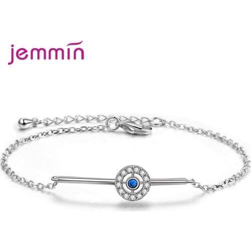 Newest Fashion Style Elegant Women Jewelry Genuine 925 Sterling Silver Bracelet With Round Pendant Paved With Sparkling Crystal
