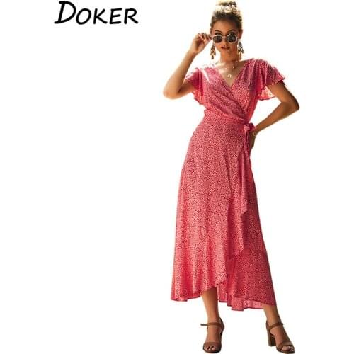 V-neck Print Stitching Women Clothes British Style Pleated Bandage Irregular A-line Dress Dating Elegant Party Dress
