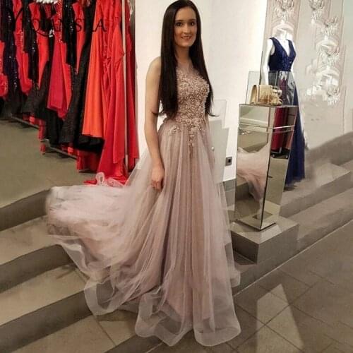 An108 Noble Robe De Soiree Luxury Evening Dress 2020 Appliques Evening Dress Elegant Pearls Formal Evening Gowns Custom Made