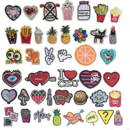 French fries love patch badge embroidery childrens jeans jacket can be sewn DIY craft supplies accessories 1PCS for sale