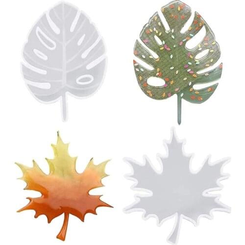 2PCS Leaf Coaster Molds for Resin Casting Silicone Coaster Mold for Epoxy Resin Epoxy Coaster Mold,Maple Leaf Mold