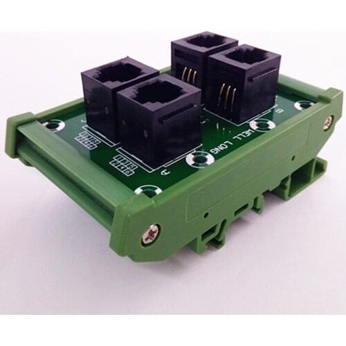 RJ11/RJ12 6P6C Jack 4-Way DIN Rail Mount Interface Module, Terminal Block, Connector