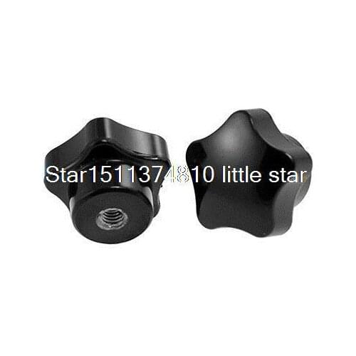 5 Pcs 4.5mm Female Thread 23mm Head Dia Screw on Type Star Knob Black