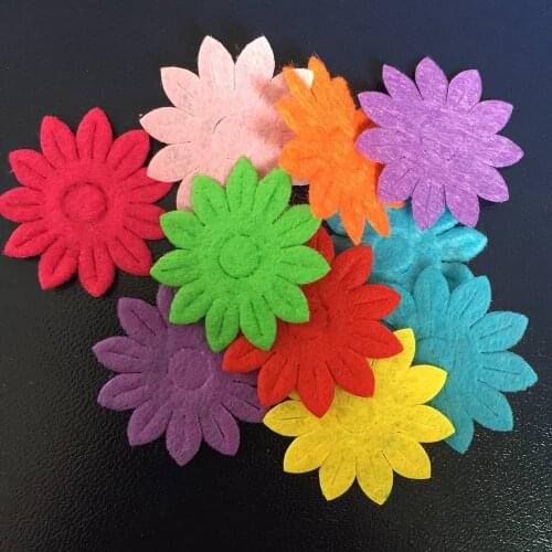 50pcs Mix 30mm Padded Felt Spring Flower Appliques Crafts Wedding Making DIY A79A