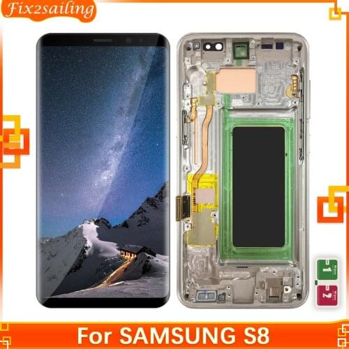 SUPER AMOLED LCD For SAMSUNG Galaxy S8 G950 G950F Display S8 Plus G955 G955F Touch Screen Digitizer No With Frame