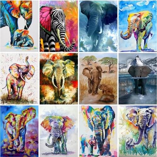 DIY 5D Diamond Painting Elephant Diamond Embroidery Animal Cross Stitch Mosaic Full Round Drill Rhinestones Art Gift Home Decor