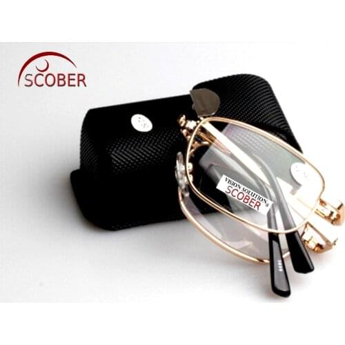 = SCOBER = Bifocal Progressive Multifocal Folding Golden Alloy Frame Men Women Reading Glasses +1 +1.5 +2 +2.5 +3 +3.5 +4