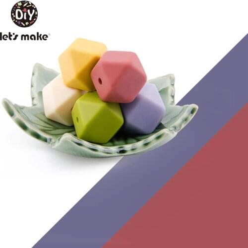Let’ s Make 50pcs Bpa Free Silicone Beads Food Grade Silicone Teethers 14mm Hexagon Diy Necklace Pacifier Chain Baby Teether
