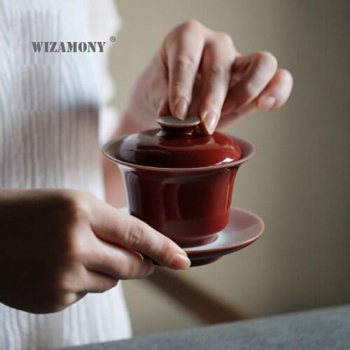 WIZAMONY 140ml Kung Fu teaset tea set Gaiwan Cup Bowl Hand painted Jingdezhen Elegant teapot kettle Coffee Cup Chinese Tea Pot
