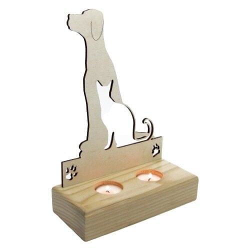 Didideko Wood Tealight Candle Holder Cat Dog