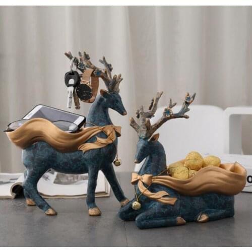 EUROPEAN RESIN LUCKY DEER KEY CANDY STORAGE BOX CRAFT ORNAMENTS HOME LIVINGROOM TABLE FURNSIHING HOTEL FIGURINES ACCESSORIES ART