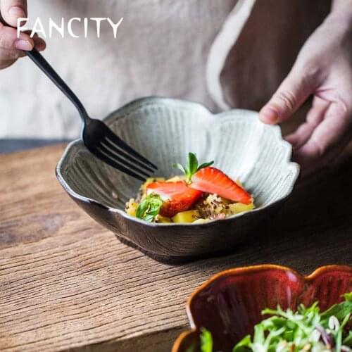 FANCITY Tifan creative ceramic tableware petal bowl fruit bowl sweet soup bowl rice bowl noodle bowl soup bowl snack bowl underg