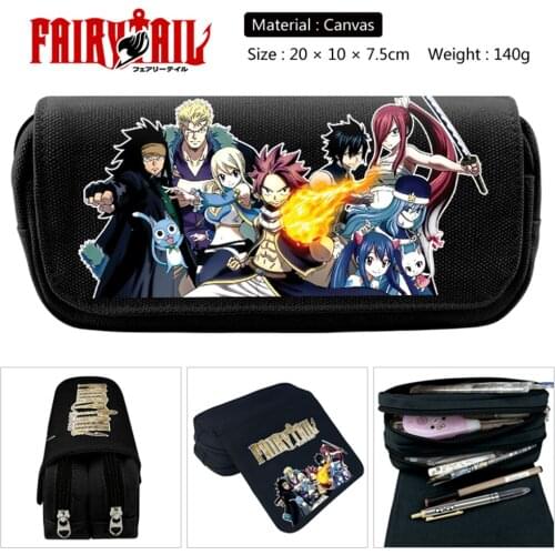 Anime FAIRY TAIL Canvas Pencil Case Travel Boys Girls Cartoon Cosmetic Bag Zipper Student Penbag Women Makeupbag Stationery