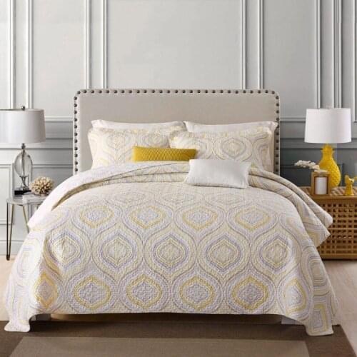 CHAUSUB Print Bedspread on the Bed Quilt Set 3PCS Quilted Blanket for Double Bed Cover Pillowcase King Size Summer Coverlet