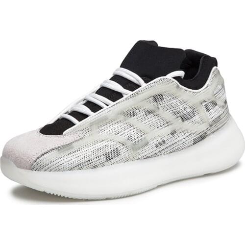 Sports Running Shoes Outdoor Mesh Shoes Breathable Non-slip Round Head Fluorescent Low-top Thick-soled Casual Mens Shoes