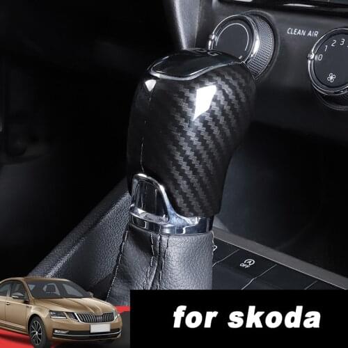 Lsrtw2017 Carbon Fiber Abs Car Gear Lever Head Cover for Skoda Octavia A7 Superb Fabia Interior Accessories Auto shift knob