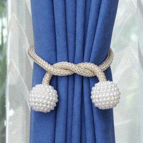 4pcs Magnetic Curtain Tiebacks Curtain Buckle Curtain Decorative Buckle Fake Pearl Magnetic Curtain Clip Curtain Holders Clip