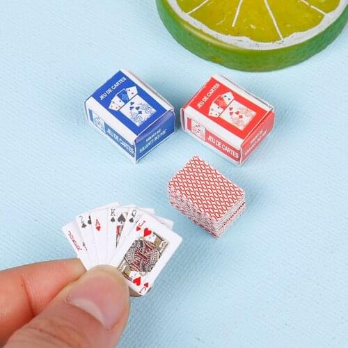 Miniature Games Poker Cute Mini Dollhouse Playing Cards Miniature For Dolls Accessory Home Decoration