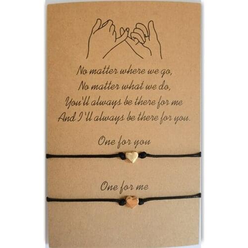 Lucky Love KC Gold Heart Shape Charm Bracelet Thin Pink Black Rope Thread String Braids Bracelets For Men Women Couples Gifts