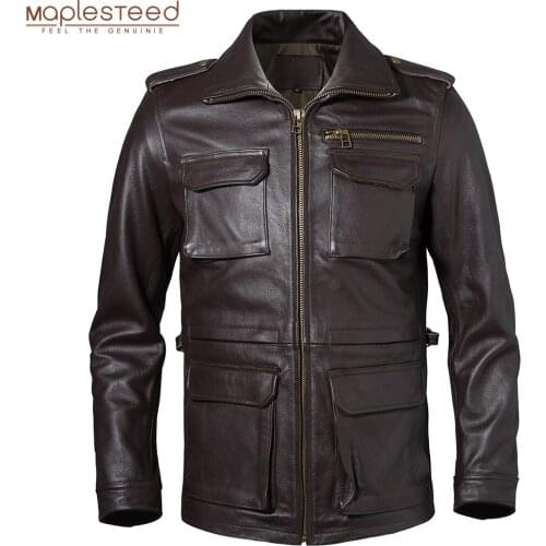 Long Men Leather Jacket Thick Military M65 Coat Winter Clothing 100% Real Cowhide Genuine Leather Coat Asian Size M-6XL M603