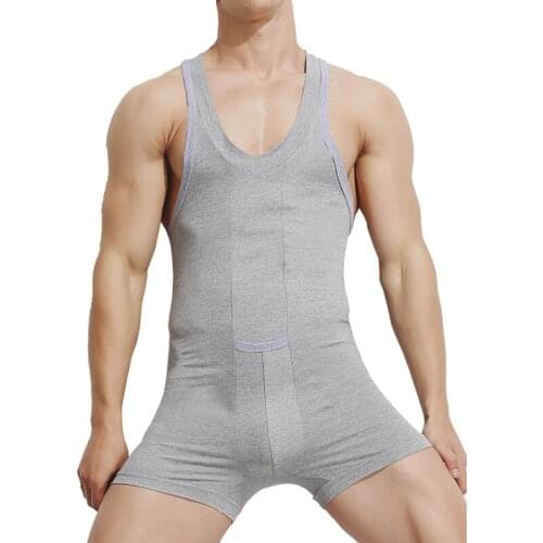 Mens Comfy Bodysuit Underwear Sexy Soft Cotton Body Shaper Leotard Gymnastics One-piece Garment Sweat Vest Wrestling Singlet