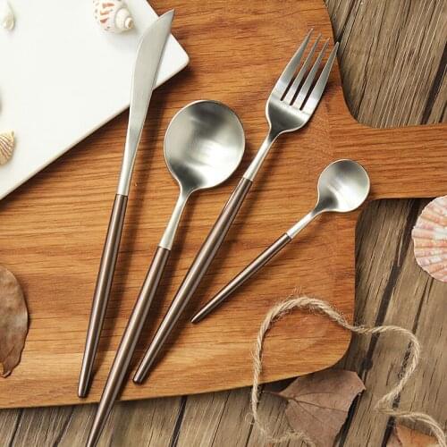 Stainless Steel Dinnerware Set Coffee Silver Cutlery Dinner Tableware Set Western Knife Fork Dinnerspoon Kitchen Set