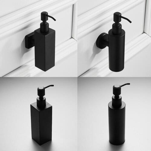200ml Wall Mounted Pumps Stainless Steel Lotion Pump Home BathRoom Black Coated Boston Round Soap Dispenser Bathroom Accessories