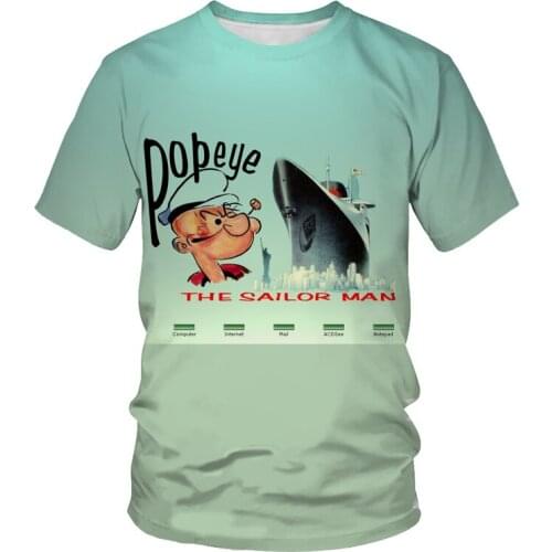 2020 summer new mens T-shirt 3D printing T-shirt Popeye pattern childrens T-shirt parent-child wear material soft and comforta