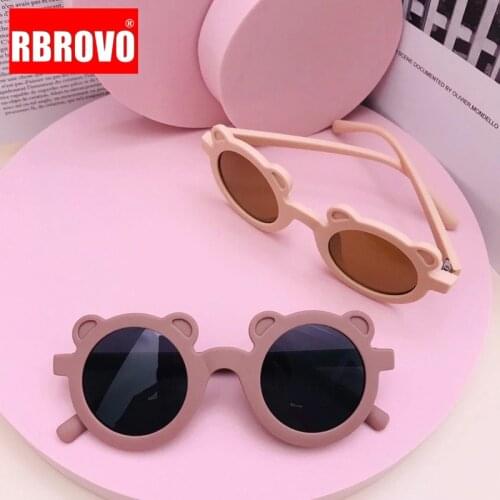 RBROVO 2021 Cartoon Lovely Kids Sunglasses Bear Shape Frame Girls Children Glasses Round Street Beat Boy Eyeglasses Cute Shades