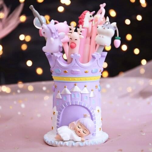 Angel pen holder fantasy girl heart castle desktop storage pen holder children cartoon cute ins wind pen holder decoration study