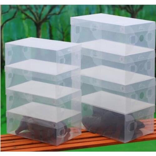 10pcs Transparent Clear Plastic Shoe Box Storage Shoe Boxes Foldable Shoes Case Holder Transparent Shoes Organizer Cases Boxes