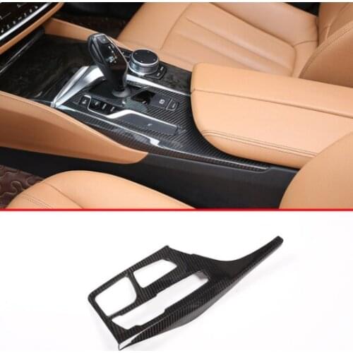 Real Carbon Fiber Center Console Gear Shift Panel Cover Trim Car Accessories For BMW NEW 5 Series G30 2017 2018 For LHD