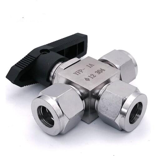 304 Stainless Steel ball Valves 3-way "L" port for tube,ferrule end