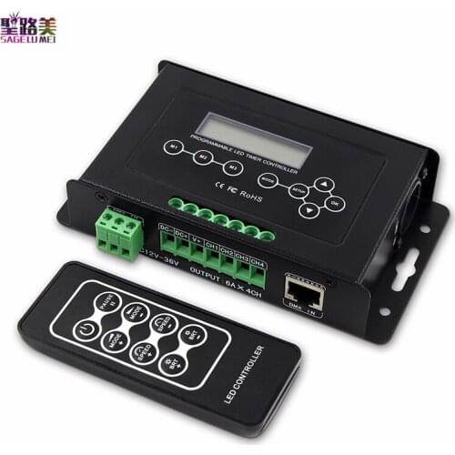 DC12-36V RGB Controller DC24V 6AX4CH RGBW Time Controller With LCD Display For SMD 5050 2835 3528 3CH 4CH LED Strip Lights Tape