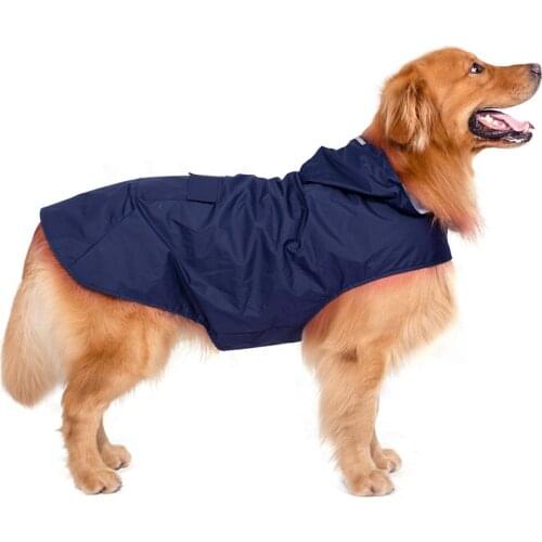 New Reflective Large Dog Raincoat Super Waterproof Hooded Rainwear Reflective Pet Clothes For Golden Retriever Labrador