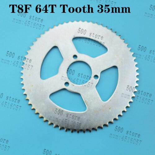 T8F 64T Tooth 35mm Pocket Bike Steel Rear Chain Sprocket For 2 Stroke 47cc 49cc Goped Scooter Mini Moto Kids ATV Quad
