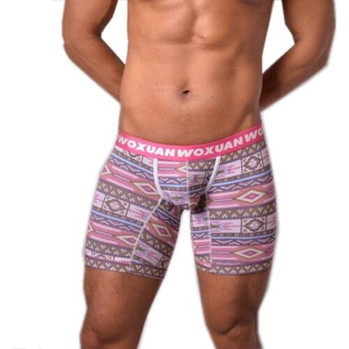 Mens Shorts Underwear Boho Cotton Soft Underpants Bulge Pouch Boxers Bohemian Style Shorts Trunks Low Waist Bottoms New Arrival