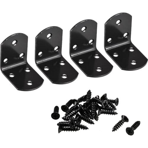 Uxcell Corner Brace Angle Bracket Fastener L Shape 50mmx50mmx37mm Black Round End 4pcs