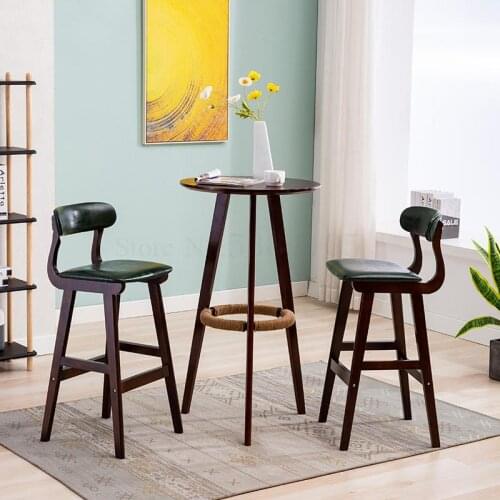 Solid wood high table simple small round table coffee table home bar table bar table and chair combination