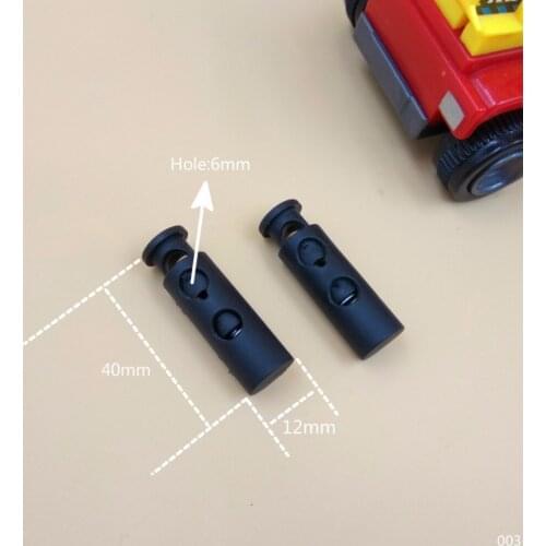 High Quality 6mm Black Double Eyes Cord Locks Round Toggle Clip Stopper 20pcs Repair DIY Backpack Clothing Hat Shoes Accessories