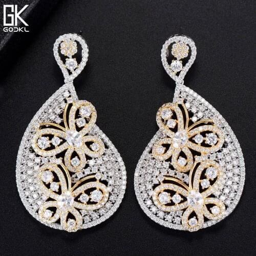 GODKI Luxury Princess Butterfly Insect Dangle Earrings For Women Wedding Zircon Crystal CZ Dubai Bridal Earrings Fashion