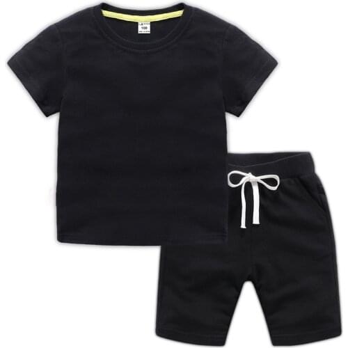 ZWY211 Summer Boys Clothing Sets Children Cotton T-shirts+Shorts 2pcs Suits For Boys Girls Baby Kids Clothes Set For 3-14 Years