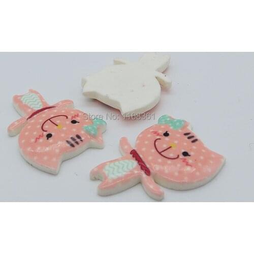 1pcs/lot resin flat back peach colorful print happy Kitty cat 29mm Scrapbook Embellishment DIY Phone Decoration C001-8