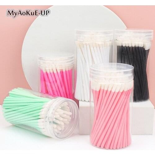 100pcs Disposable Make Up Lip Brush Lipstick Gloss Wands Applicator Makeups Lip Brushes Portable Extension beatuty Tool with box