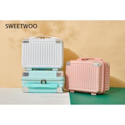 14 inch cosmetic case suitcase pu suitcase portable multifunctional small suitcase