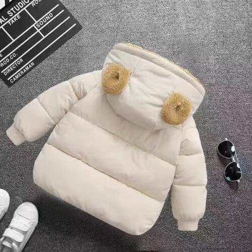 2021 Baby Winter Jacket Kids Cute Ears Hooded Down Jacket Children Snow Warm Clothes Boy Girl Costume Girls Winter Coat