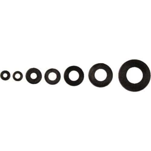 250Pcs Black Nylon Flat Washer Assortment Kit M2 M2.5 M3 M4 M5 M6 M8 Flat Spacer Washer Seals Gasket Rings With Plastic Box